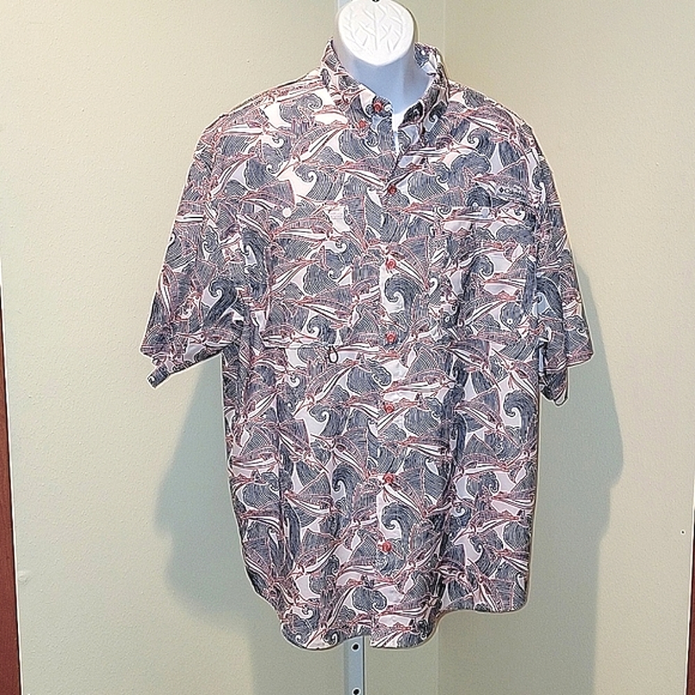 COLUMBIA MEN'S PFG SUPER TAMIAMI SHORT SLEEVE SHIRT, UPF 40 SUN PROTECTION